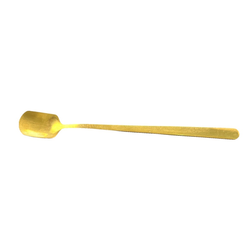 Gold Colored Kitchen Bar Tea Stirring Spoon. Stainless Steel With A Square Head